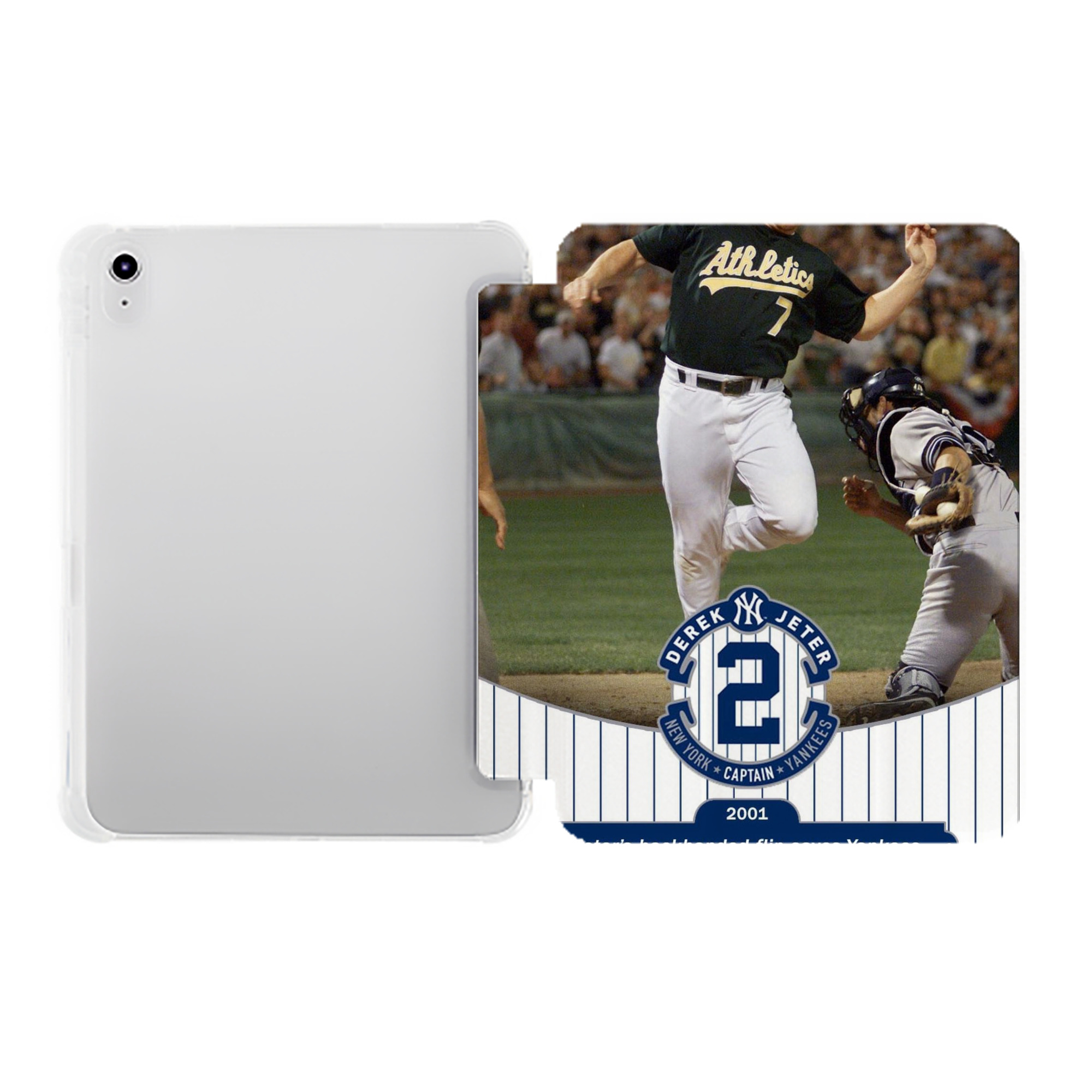 Derek Jeter 111 Premium Tri-Fold PU Leather & Silicone IPad Case With Pencil Slot – Fits 9.5,10.5,10.9 – Adjustable Stand, Slim, Protective